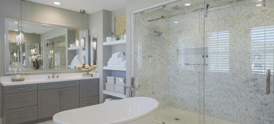 Mirror and shower glass by Palmdale Glass